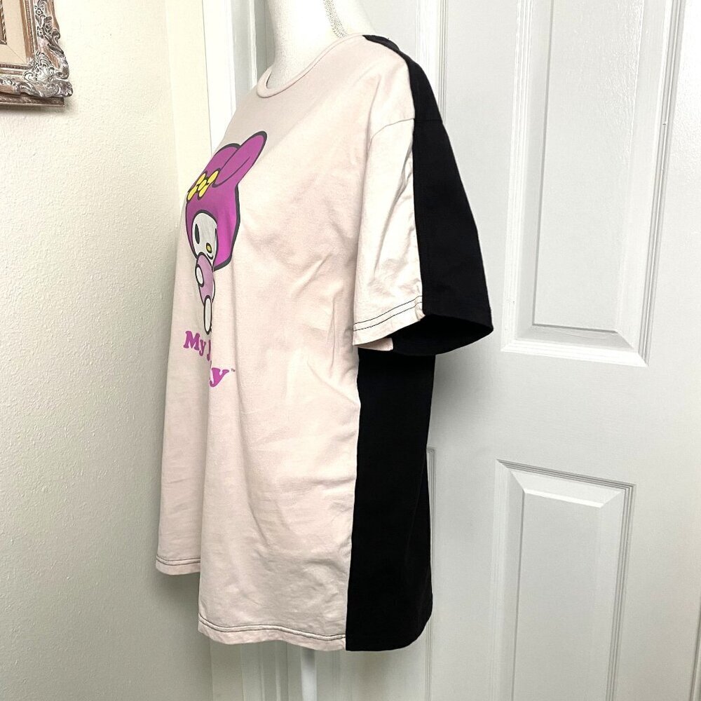 Sanrio Dual My Melody And Kuromi T-Shirt Pink Black Size Large Hello Kitty Rare - Picture 7 of 8
